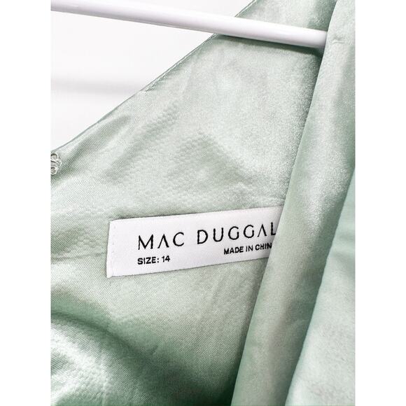 Mac Duggal 11262 Sage Embellished One Shoulder Asymmetrical Gown Size 14 New - Picture 5 of 7